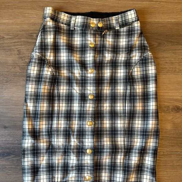 Vtg Gucci 90s runway plaid jodhpurs recycled into a snap button skirt size 30 - Picture 5 of 16